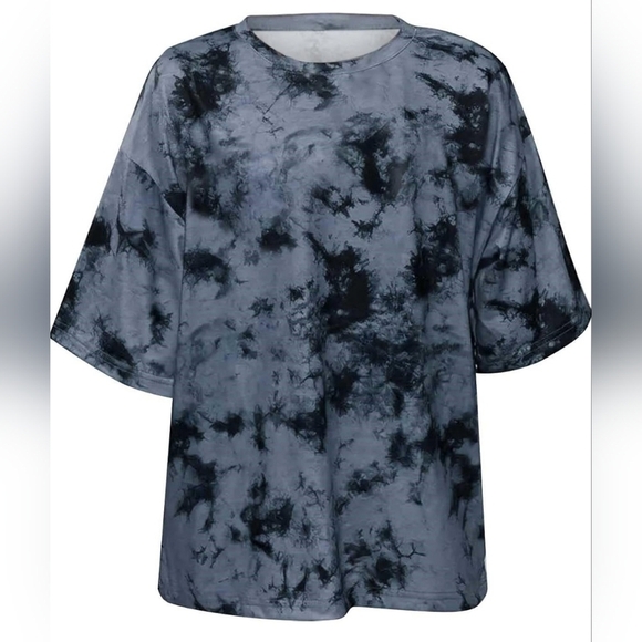 Women's Black and Gray Tie-Dye Casual Oversized T-Shirt Size Medium - Picture 10 of 16
